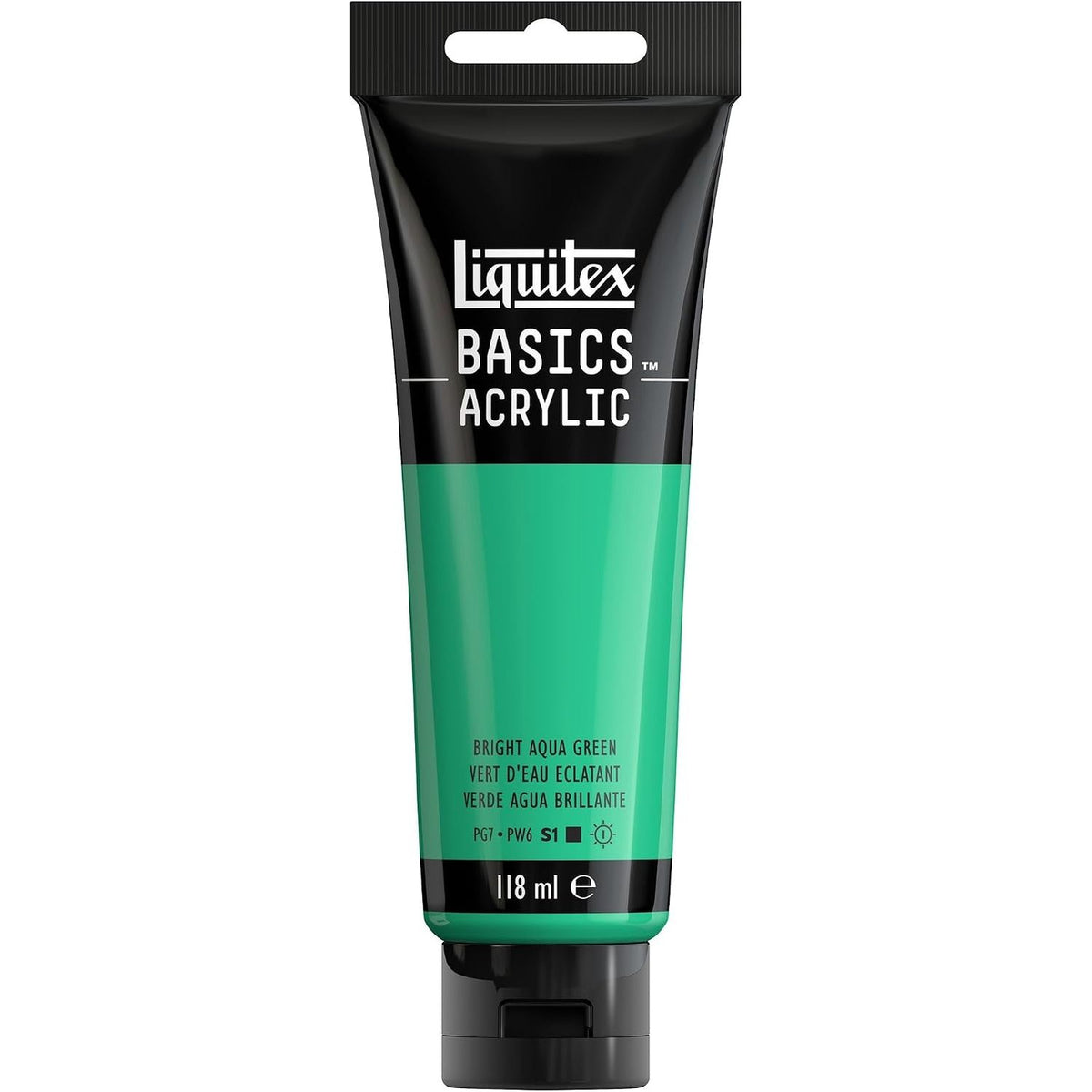 310622 - LIQUITEX 8870036 BASICS - Bojë akrilike, Tub 118 ml, Ngjyrë jeshile akua të ndritshme, rezistente ndaj dritës, cilësi arkivore, përfundim sateni