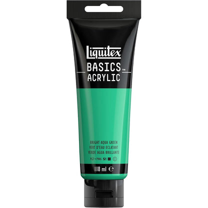 310622 - LIQUITEX 8870036 BASICS - Bojë akrilike, Tub 118 ml, Ngjyrë jeshile akua të ndritshme, rezistente ndaj dritës, cilësi arkivore, përfundim sateni
