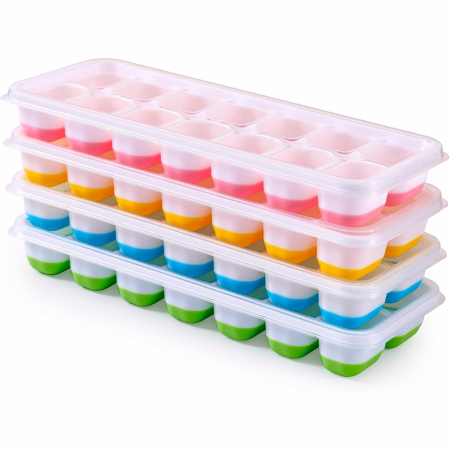 225375 - Tabaka silikoni për kube akulli me kapak, pa BPA, 4 enë akulli, formë akulli e sigurt për ushqim