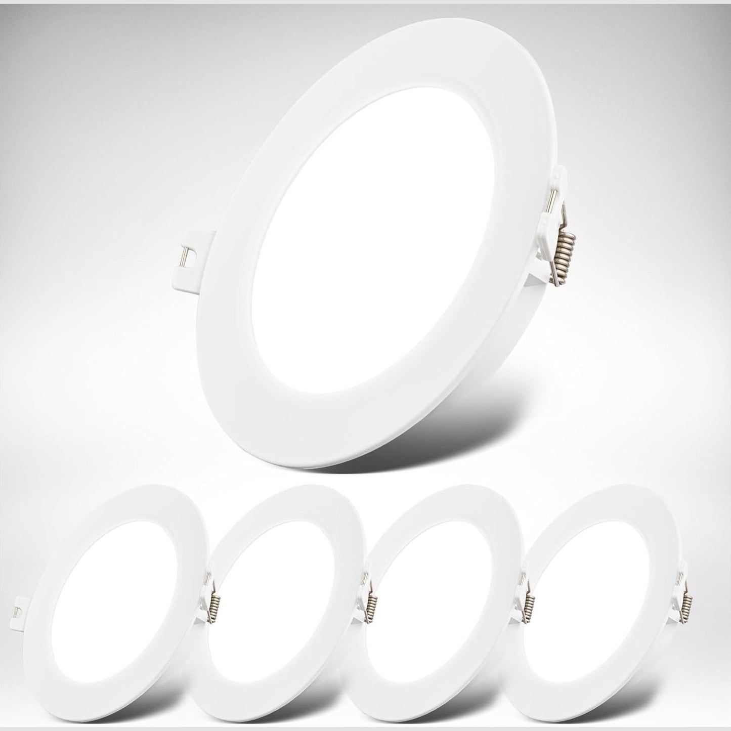 205686 - BKLICHT - Set prej 5 Dritare LED të Inkasuara 230V, e Bardhë Neutrale, Qarkulluese 6W 660lm secila, Madhësi Prerjeje 80mm, 120x28mm (Diametër x Lartësi), Drita Tavani e Sheshtë