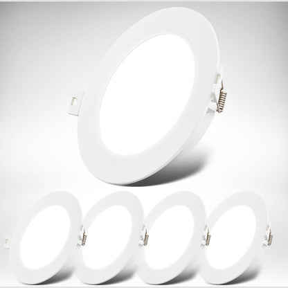 205686 - BKLICHT - Set prej 5 Dritare LED të Inkasuara 230V, e Bardhë Neutrale, Qarkulluese 6W 660lm secila, Madhësi Prerjeje 80mm, 120x28mm (Diametër x Lartësi), Drita Tavani e Sheshtë