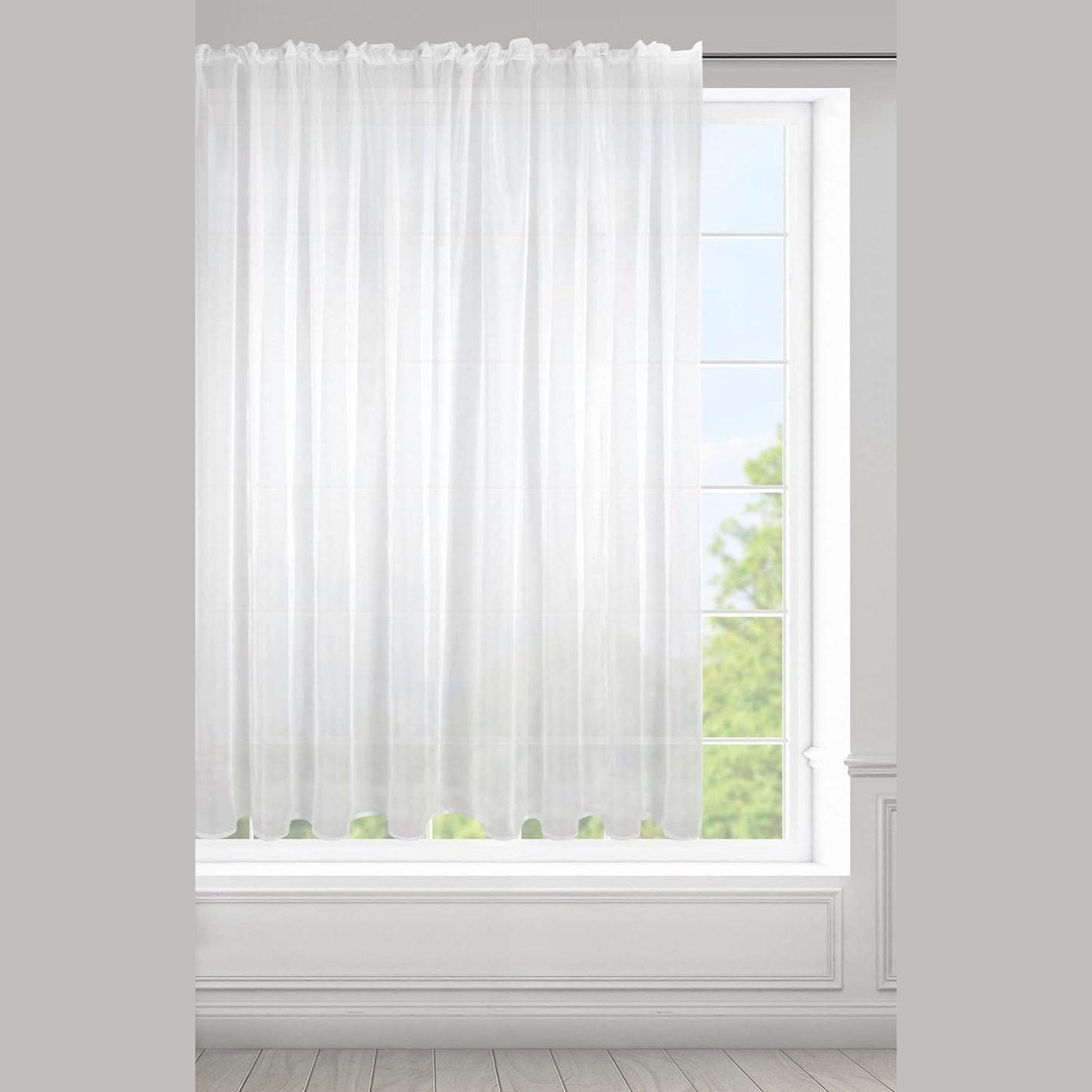 214983 - EUROFIRANY Perde Voile, e Bardhë, 350x150 cm