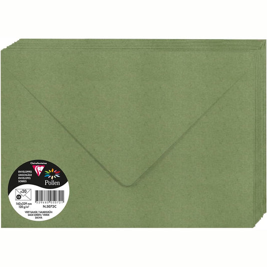 305506 - CLAIREFONTaine Pako me 20 Zarfa të Mëdhenj 5072C, dimensione 16.2x22.9 cm, ngjyrë Jeshile Sherebele