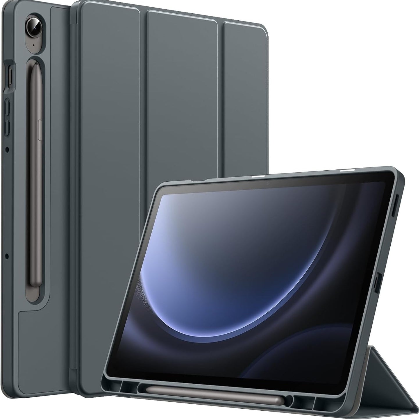 267050 - JETech Mbrojtëse për Samsung Galaxy Tab S10 Lite/S10 FE/S9 FE 10.9 inç, TPU i butë, palosje trefishe, mbajtëse stilolapsi S Pen, mbështetje karikimi S Pen (Antracit)