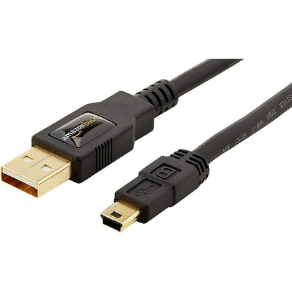 320657 - Kabllo AmazonBasics USB-A në Mini USB 2.0, shpejtësi transferimi 480 Mbps, me lidhës të artë, 0.9 m, e zezë