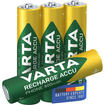 321570 - VARTA Bateri AAA, të rikarikueshme, Pako me 4, 800 mAh Ni-MH, Gati për përdorim, Të përshtatshme për telefona pa tel