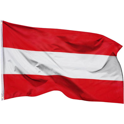 322779 - ARICONA Flamuri i Austrisë 90x150 cm, flamur i papërshkueshëm nga uji me gromme prej bronzi, 100% poliester, shtresë e dyfishtë e fortë