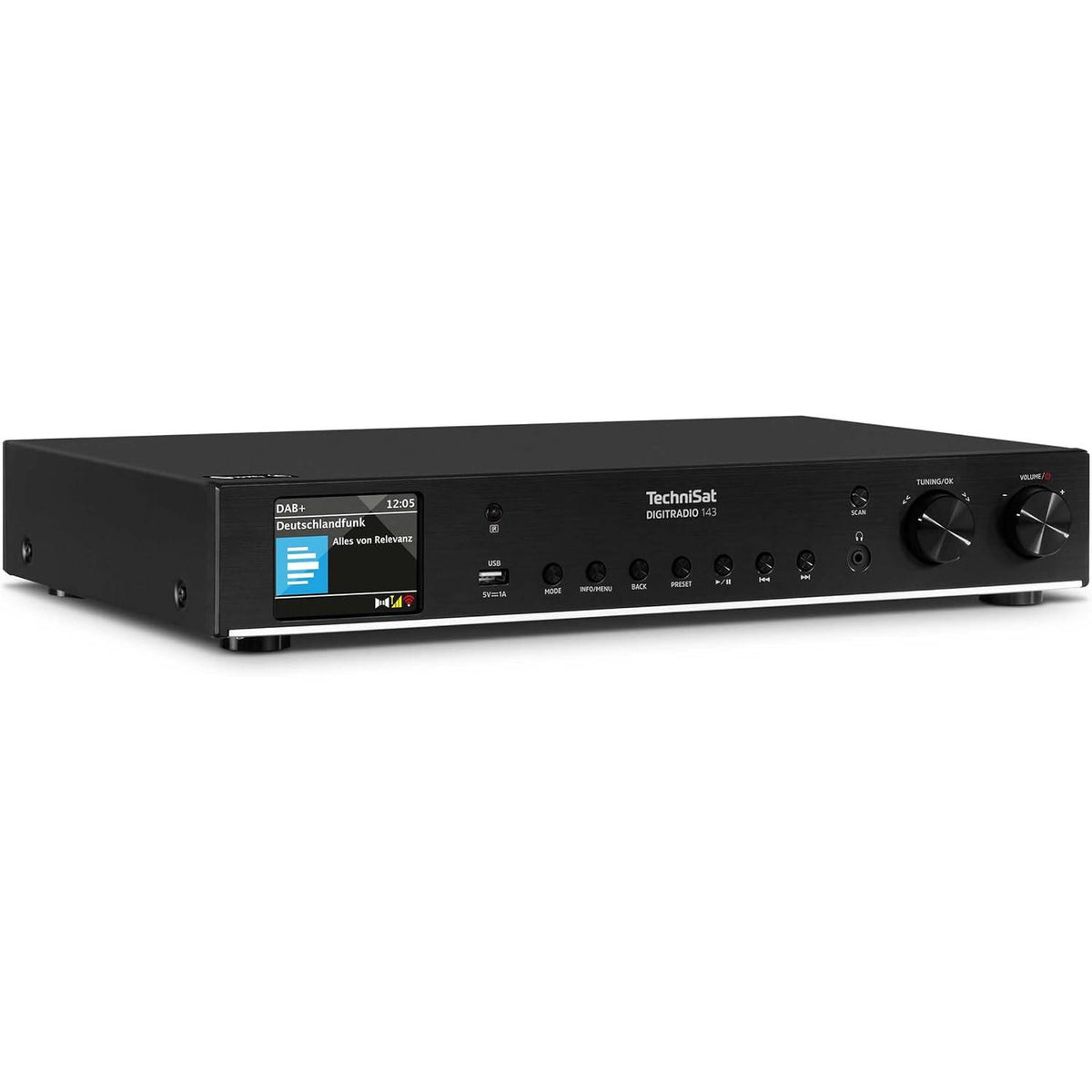 295035 - TECHNISAT DIGITRADIO 143 (V3) – Radio interneti me akordues HiFi, Bluetooth, Spotify Connect, antenë me tela, gjerësi 43.5 cm, e zezë