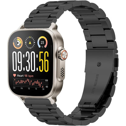299741 - GIOPUEY Rripa të pajtueshëm me Realme Watch 5, Rrip çeliku inox, Rezistent ndaj konsumimit, i zi