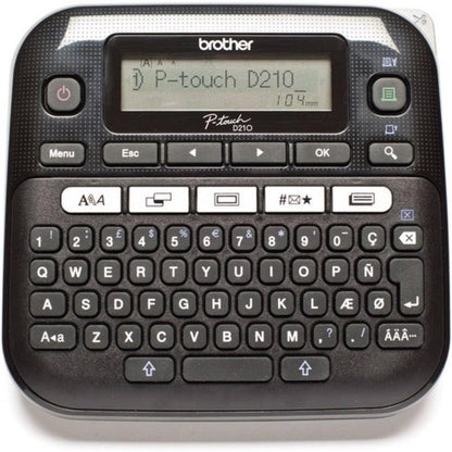 309843 - BROTHER Printer Etiketash PT-D210, Tastierë QWERTZ, për shirita TZe 3.5 deri në 12 mm, shpejtësi printimi deri në 20 mm/sek, e zezë