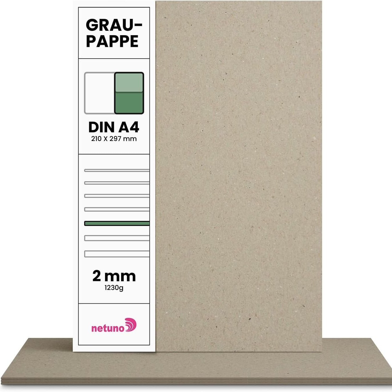274546 - NETUNO Karton 20x A4 gri 210 x 297 mm 1230g, Karton me trashësi 2 mm për lidhje librash