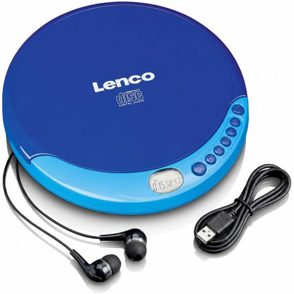 268289 - LENCO CD-011 - CD player portativ me funksion karikimi baterie - Discman - CD Walkman - Me kufje dhe kabllo karikimi mikro-USB - Ekran LCD - blu