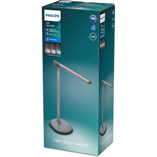 175077 - PHILIPS Llambë tavoline LED Sword, me funksion errësimi, ngjyra gri