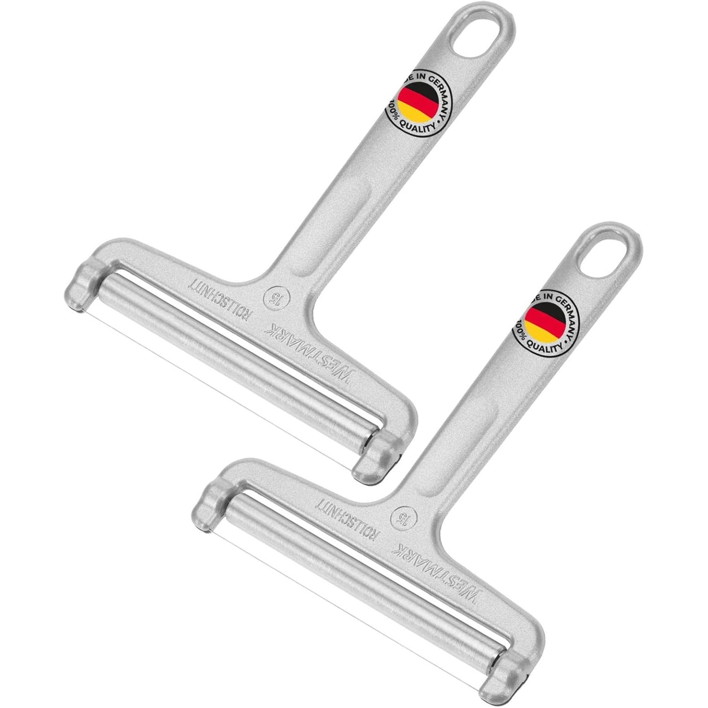 198036 - Prerës Djathi WESTMARK me 2 Rrotullues dhe Tel Prerës, Trashësi e Ndryshueshme e Prerjes, Materiali: Çeliku Inox/Alumini, Modeli: Rollschnitt, Ngjyra: Argjend, Kod: 710022E3