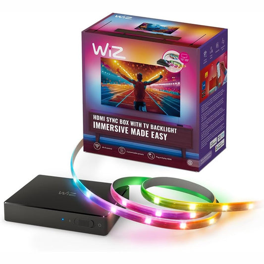260085 - WiZ Kutia e sinkronizimit HDMI me ndriçim prapa televizori, Shirit LED RGBIC për televizorë 75-85 inç, Kontroll aplikacionesh