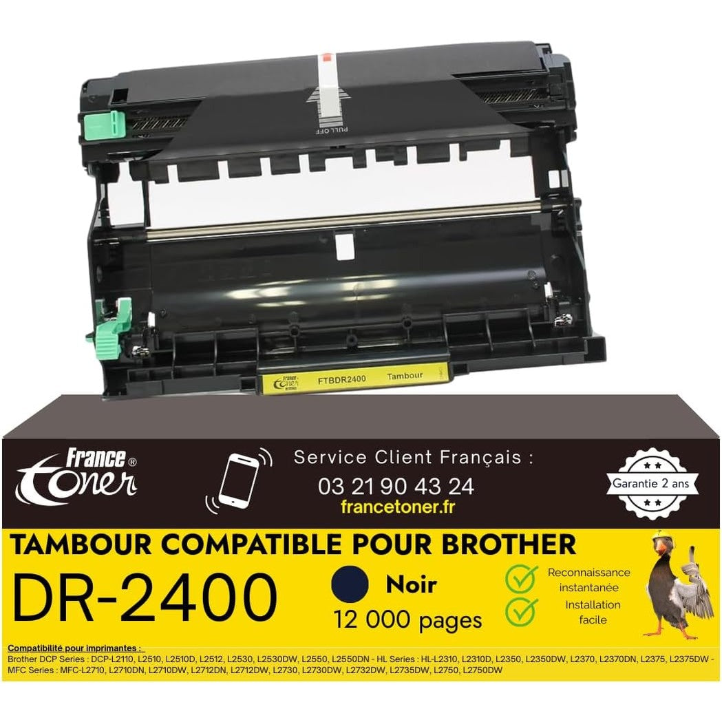 273570 - FRANCETONER DR-2400 Njësi Daulleje Kompatibile për Brother DR2400 e Zezë, 12,000 Faqe me Cilësi të Lartë