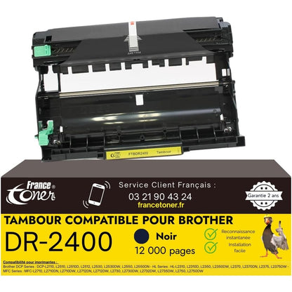 273570 - FRANCETONER DR-2400 Njësi Daulleje Kompatibile për Brother DR2400 e Zezë, 12,000 Faqe me Cilësi të Lartë