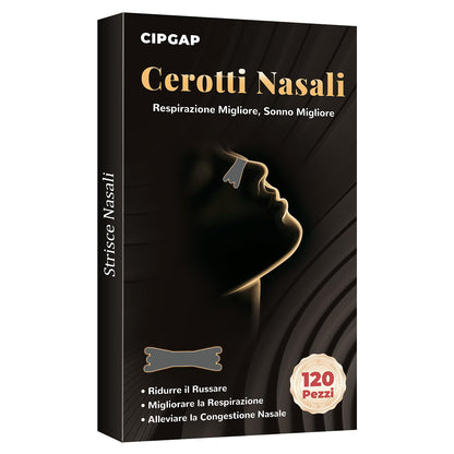 272280 - CIPGAP Shirita nazalë premium 120 copë, fiksim shtesë për sporte, lehtëson bllokimin e hundës, ngjyrë e zezë