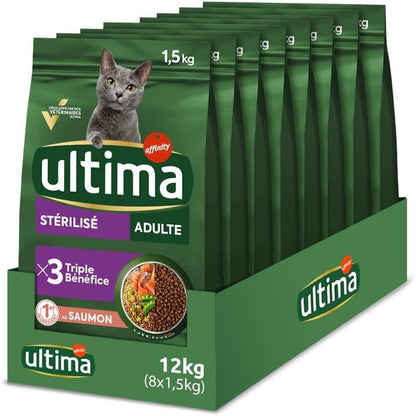 255263 - ULTIMA Ushqim për mace të sterilizuara Adult me salmon, Pako 8 x 1.5 kg