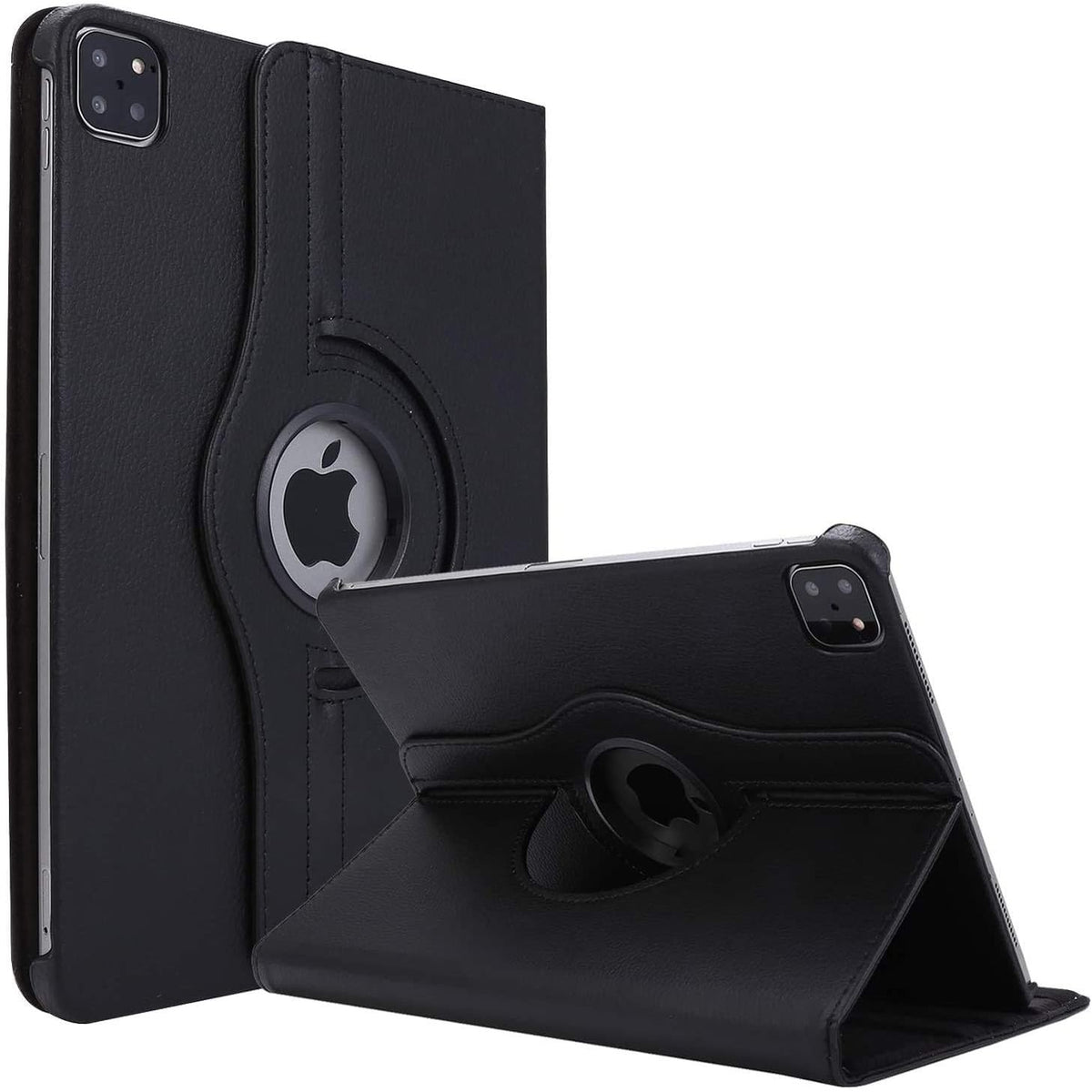 299766 - WORLD BIZ Mbulesë mbrojtëse për iPad Pro 12.9 inç (gjenerata e 6-të / e 5-të / e 4-të 2022 / 2021 / 2020), mbështetëse rrotulluese 360 gradë, Lëkurë Folio, Mbulesë inteligjente, Modaliteti automatik i gjumit/zgjimit, e zezë