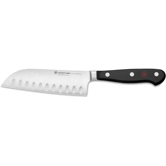 177093 - WÜSTHOF Klasik Santoku me zgavra, 14 cm, çelik inox të farkëtuar, thikë kuzhinieri aziatik, thikë sushi, ngjyra e zezë