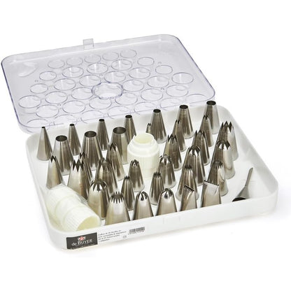 195084 - DE BUYER - Set Grykash dhe Adaptuesh Tubash prej Çeliku Inox 35 copë - 30x24cm - Çelik Inox i Gradës Profesionale, pa Qepje