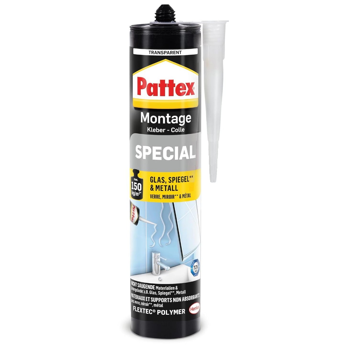 289108 - PATEX Ngjitës special për montim, ngjitës për xham, pasqyrë dhe metal, për materiale jo-thithëse, transparent, 290g