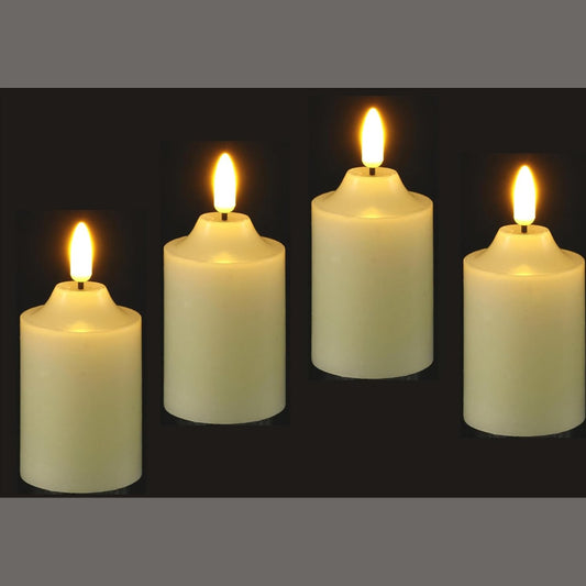 209839 - QIRINJ LED - Set 4 pjesë me dyllë të vërtetë, Qiri elektrik me kohëmatës, dritë e ngrohtë bardhe, dekorative, 7.5 cm