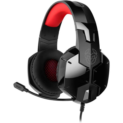 309128 - KROM KAYN - Auricular Gaming Stereo me zë, Altoparlantë 50 mm, Diademë e rregullueshme, Mikro fleksibël, Jack 3.5 mm, i pajtueshëm Nintendo Switch, PS4, PS5, PC, Ngjyrë e zezë, e kuqe