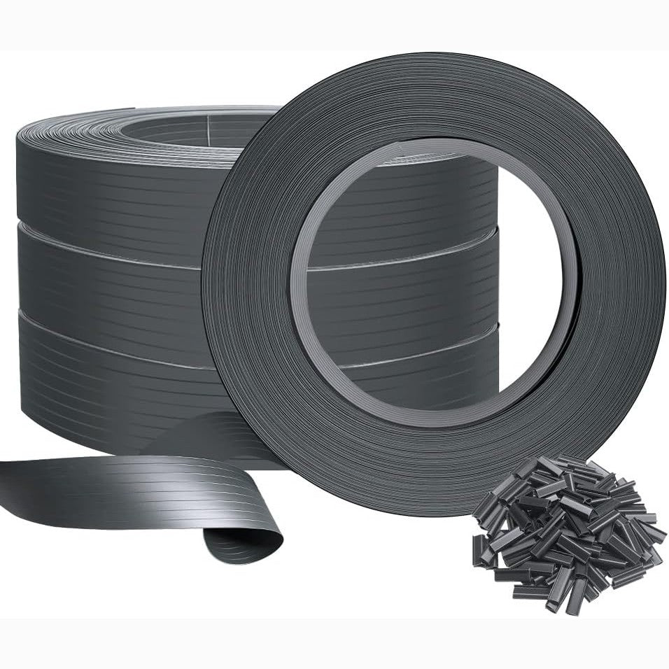 292217 - VOUNOT Set Shiritash Privatësie PVC, 300m x 4.7cm, 600 Kapëse Shirita Mbrojtës për Ekran Privatësie, Gri