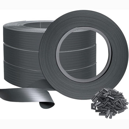 292217 - VOUNOT Set Shiritash Privatësie PVC, 300m x 4.7cm, 600 Kapëse Shirita Mbrojtës për Ekran Privatësie, Gri