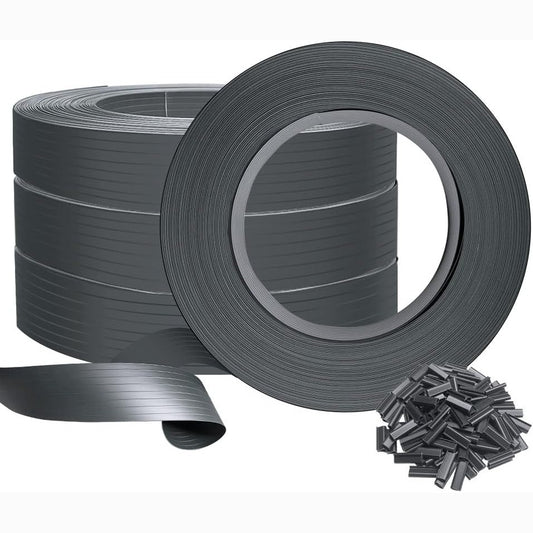 292217 - VOUNOT Set Shiritash Privatësie PVC, 300m x 4.7cm, 600 Kapëse Shirita Mbrojtës për Ekran Privatësie, Gri