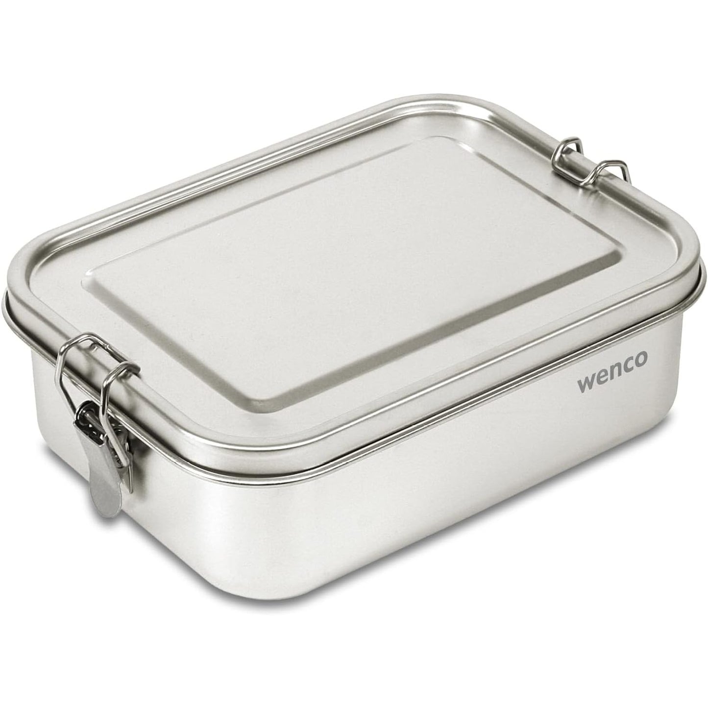 219132 - WENCO Kuti dreke prej çeliku inox, me 2 ndarje, kapacitet 850 ml, e papërshkueshme nga uji, e sigurt për lavastovilje, përfshirë unazë rezervë silikoni, 18.5 x 14 x 5.5 cm, argjend