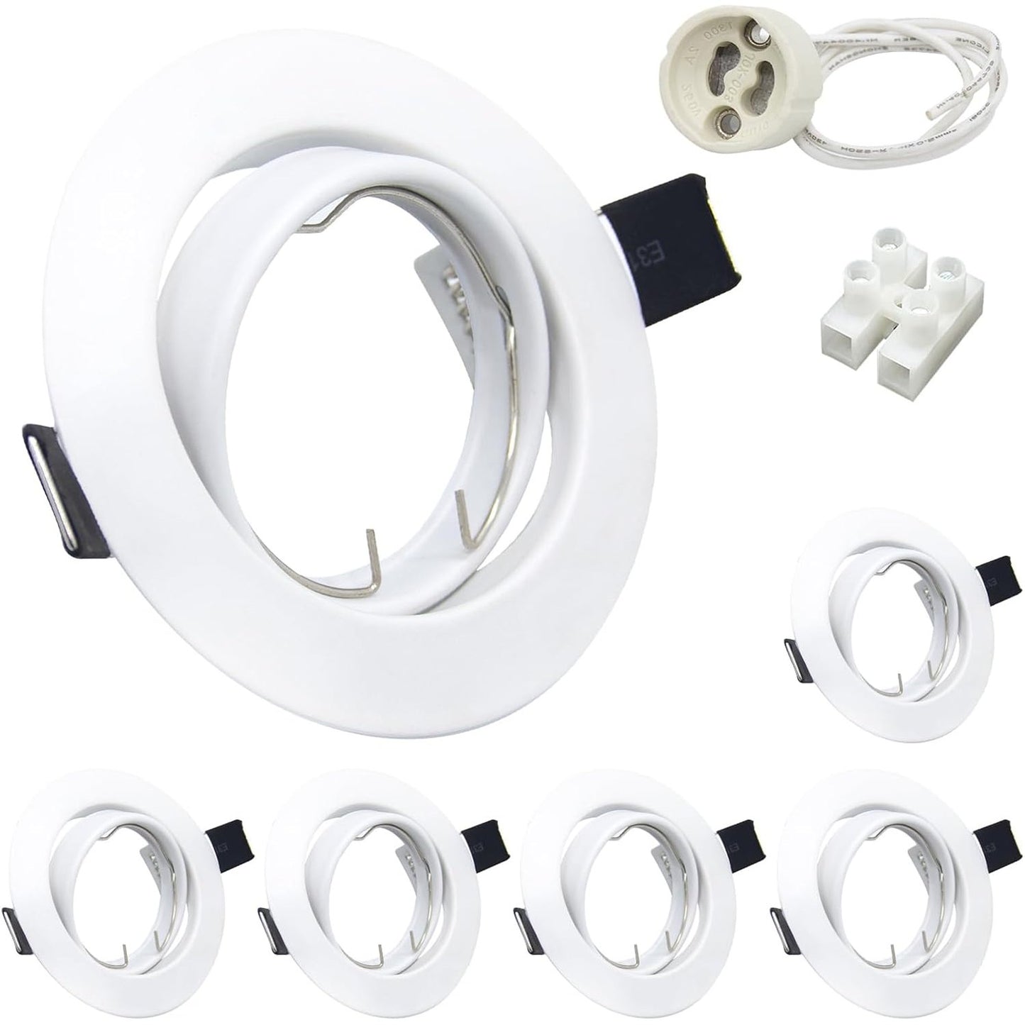 247640 - Wondlumi Dritë e fokusuar me 6 LED GU10, set me kornizë të rregullueshme, çelik inox i lëmuar, kënd 68 mm, 230V, përfshirë prizë për LED ose halogjene