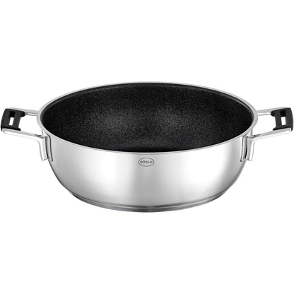213163 - RÖSLE Tigan servirjeje me shtresë jo-ngjitëse premium, doreza silikoni, 28 cm, çelik inox 18/10