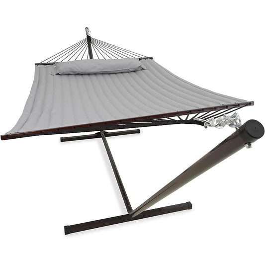 90129 - VITA5 Hamak Kopshti me Mbështetëse për Dy Persona, me Kornizë Metalike të Fortë dhe të Qëndrueshme - Hamak Varës Portativ