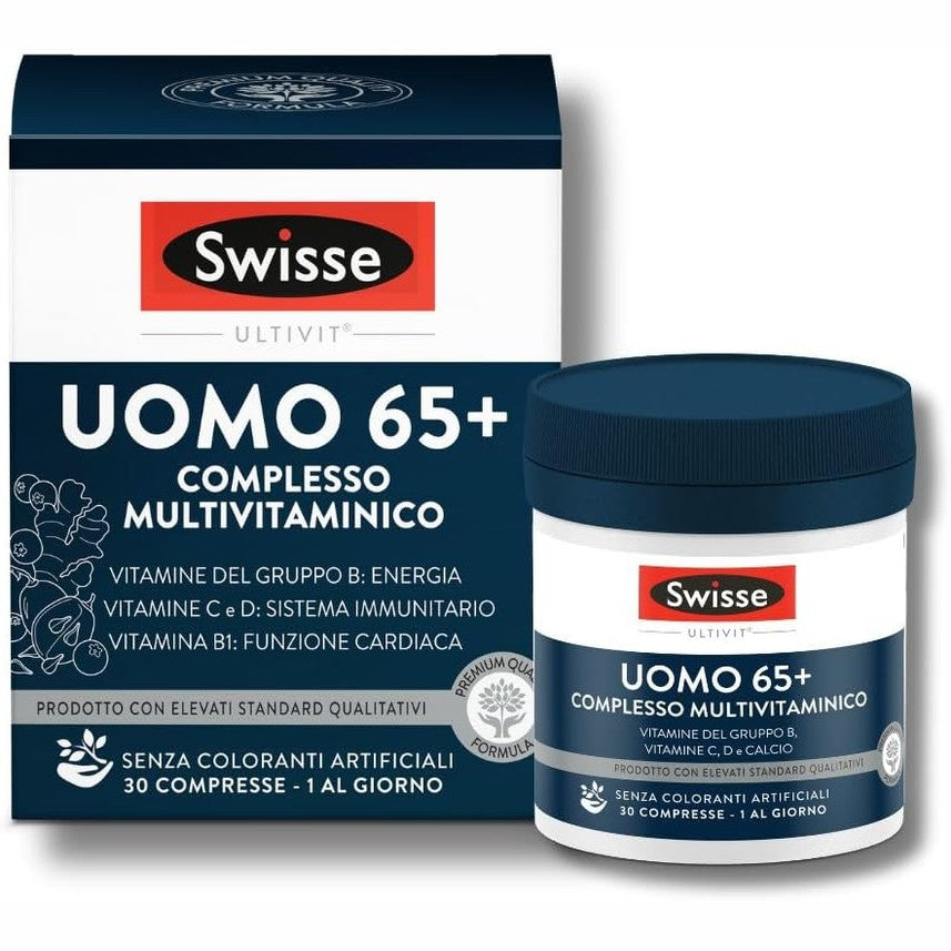 272072 - SWISSE ULTIVIT, Multivitaminë për Burra 65+, me Biotinë dhe Niacinë, 30 Tableta, Prodhuar në Itali