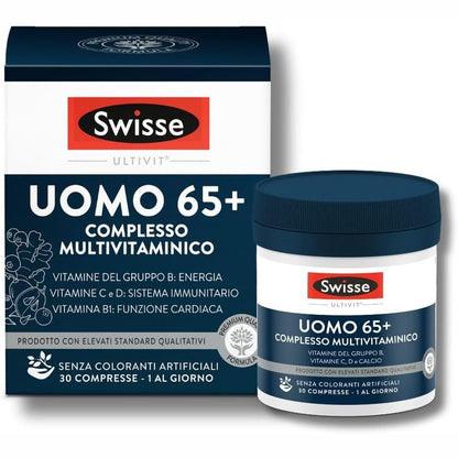 272072 - SWISSE ULTIVIT, Multivitaminë për Burra 65+, me Biotinë dhe Niacinë, 30 Tableta, Prodhuar në Itali