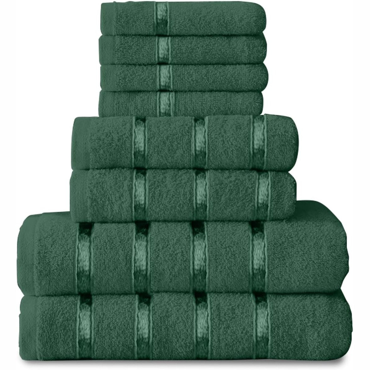 257029 - SET PESHQIRËSH ME 8 COPË GC GAVENO CAVAILIA, SETE PESHQIRËSH PAMBUKU ME THARJE TË SHPEJTË DHE THITHJE TË LARTË PËR BANJO, SETE PESHQIRËSH JESHILË 450 GSM, 4 PESHQIRË FYTYRE, 2 PESHQIRË DUARSH, 2 PESHQIRË BANJOJE