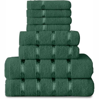 257029 - SET PESHQIRËSH ME 8 COPË GC GAVENO CAVAILIA, SETE PESHQIRËSH PAMBUKU ME THARJE TË SHPEJTË DHE THITHJE TË LARTË PËR BANJO, SETE PESHQIRËSH JESHILË 450 GSM, 4 PESHQIRË FYTYRE, 2 PESHQIRË DUARSH, 2 PESHQIRË BANJOJE
