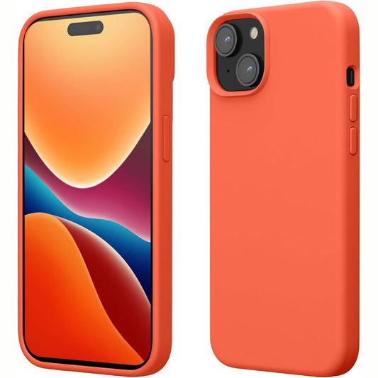 274580 - KWMOBILE Mbrojtëse për iPhone 15, mbulesë silikoni - karikim pa tel - koral i ndritshëm