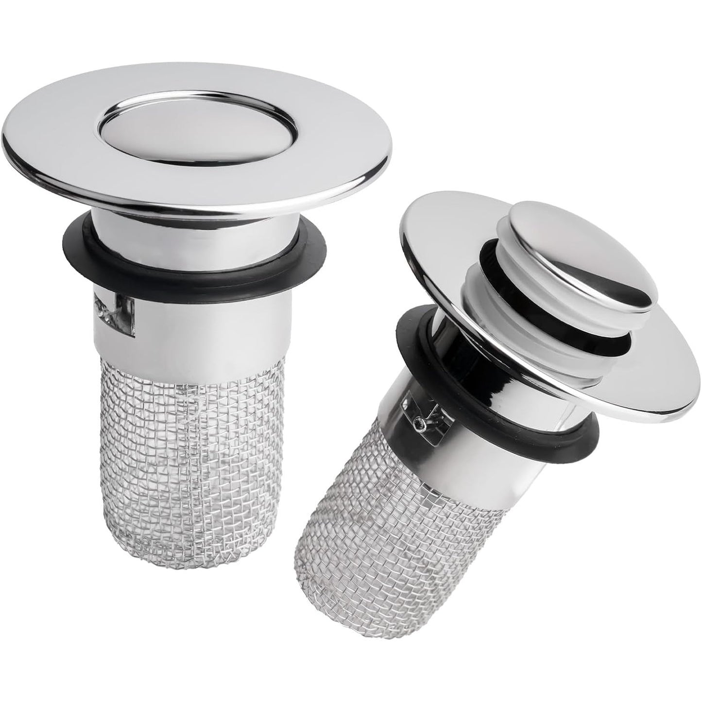 216684 - 2 copë tapa zëvendësuese universale për lavamanin e banjës - Çelik inox - 30 mm-40 mm