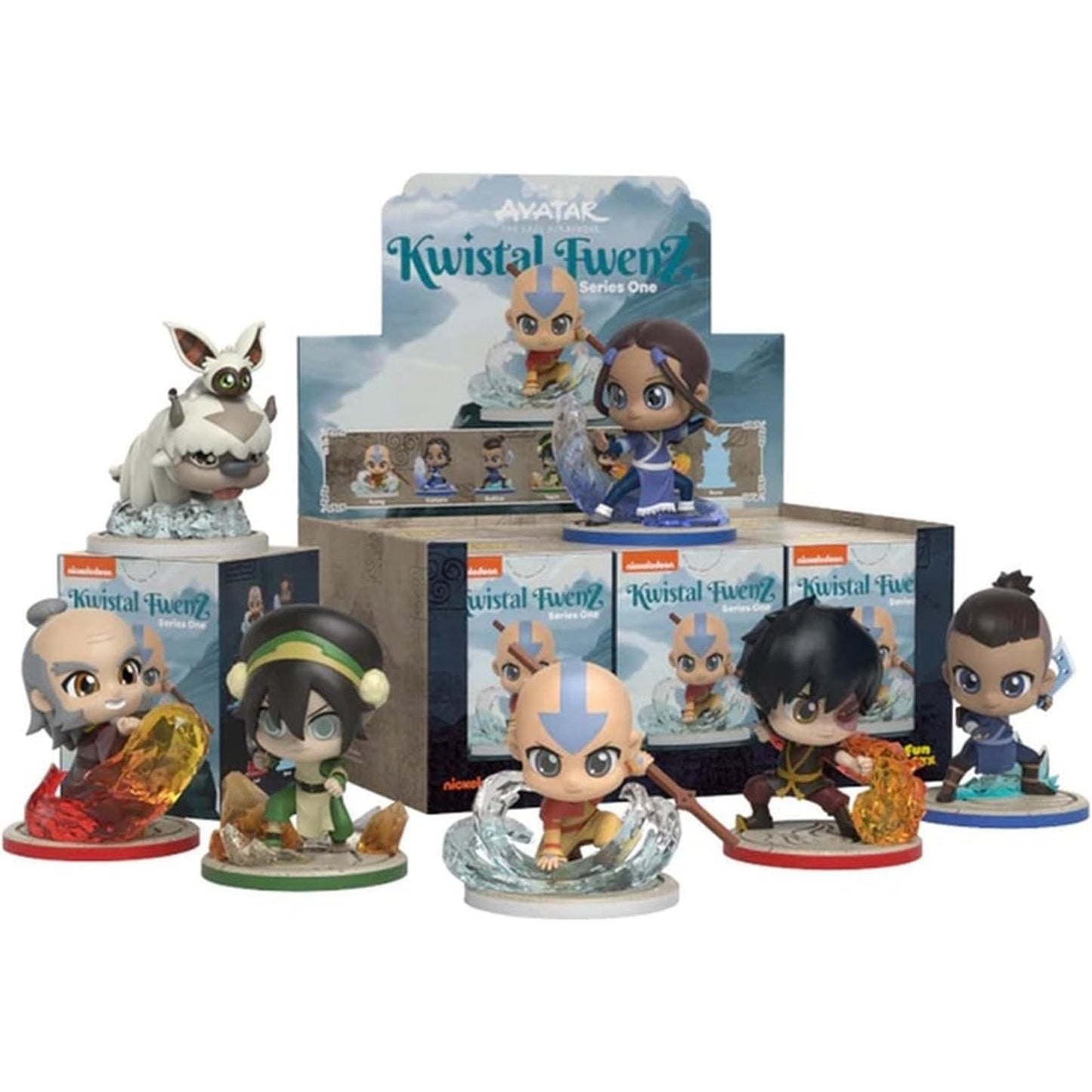 266640 - MIGHTY JAXX Avatar The Last Airbender Kwistal Fwenz | Figurë Koleksionuese Surprise Box | një personazh i rastësishëm