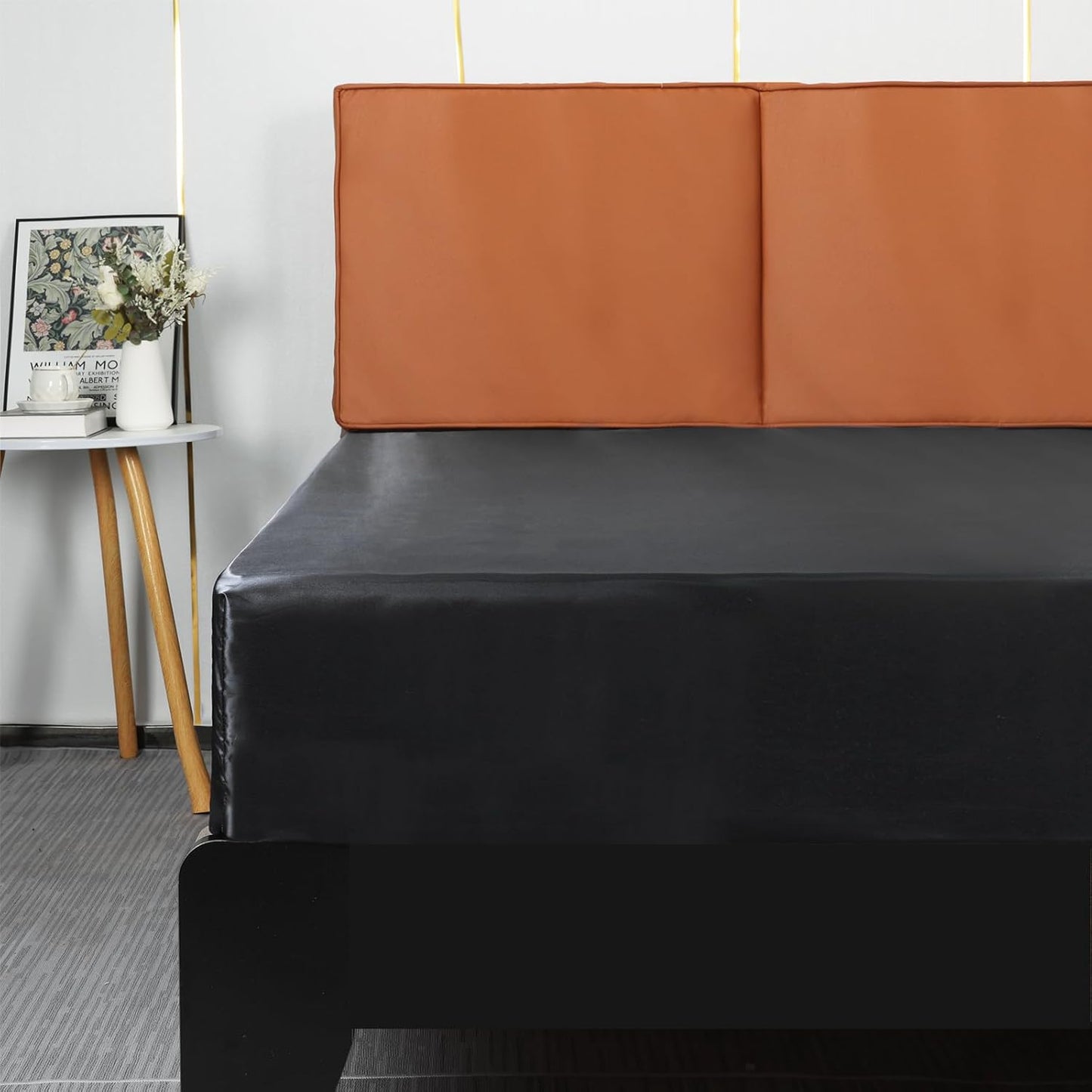 197346 - LIREX Çarçaf Satin i Përshtatshëm 180x200cm për Dyshekë Deri në 35cm, i Lëmuar prej Sateni Poliester dhe Mëndafshi, i Ajrosur, Ngjyra e Zi