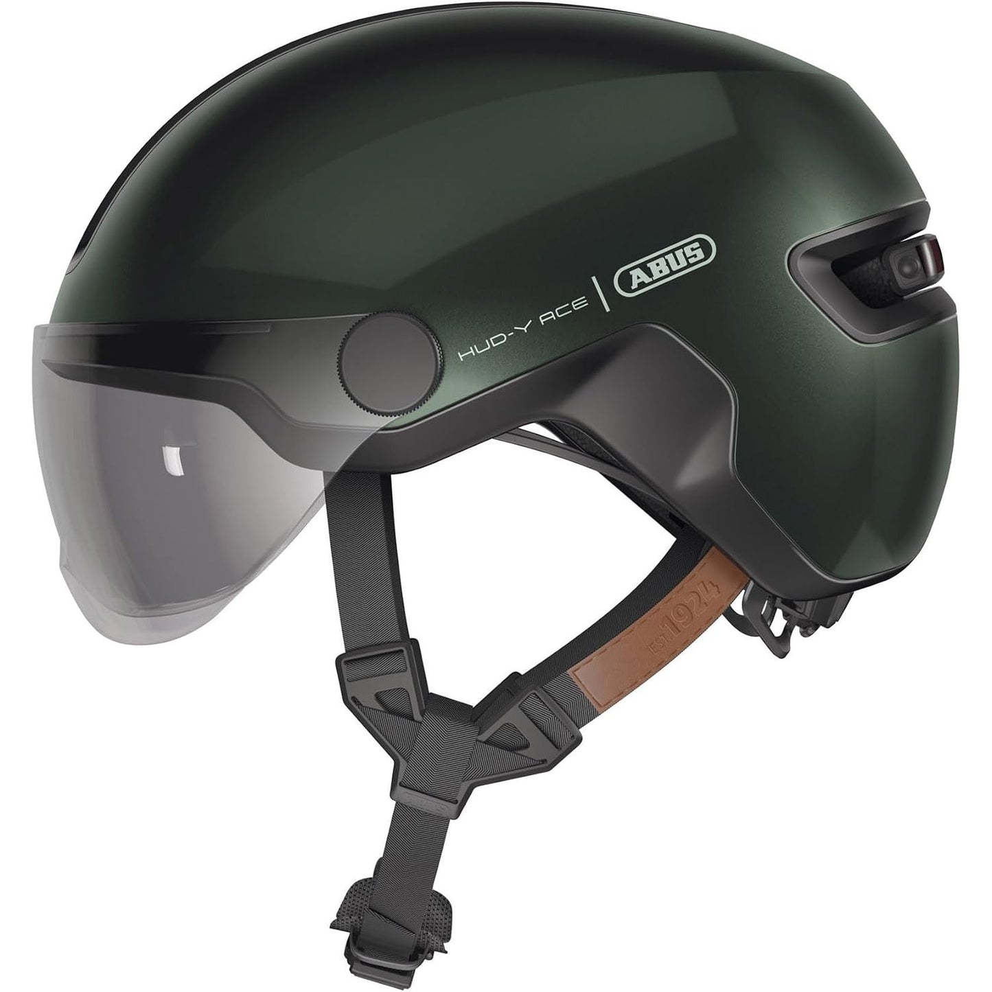 292102 - ABUS Helmetë HUD-Y ACE City - 0.5 kg, me vizore dhe dritë LED magnetike të rikarikueshme, për burra dhe gra
