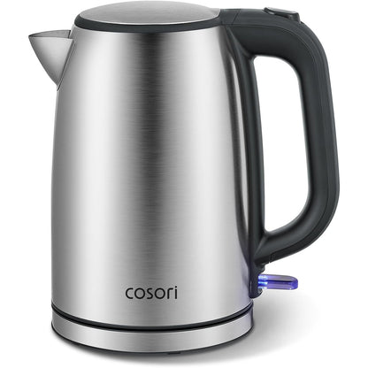 288362 - COSORI Çajnik çeliku inox 1.7 L, Teknologji Strix, 2200W, Vlon në 3 minuta, Hapje e madhe, Mbrojtje nga zierja e thatë, Bazë që rrotullohet 360°, Argjendtë-E zezë