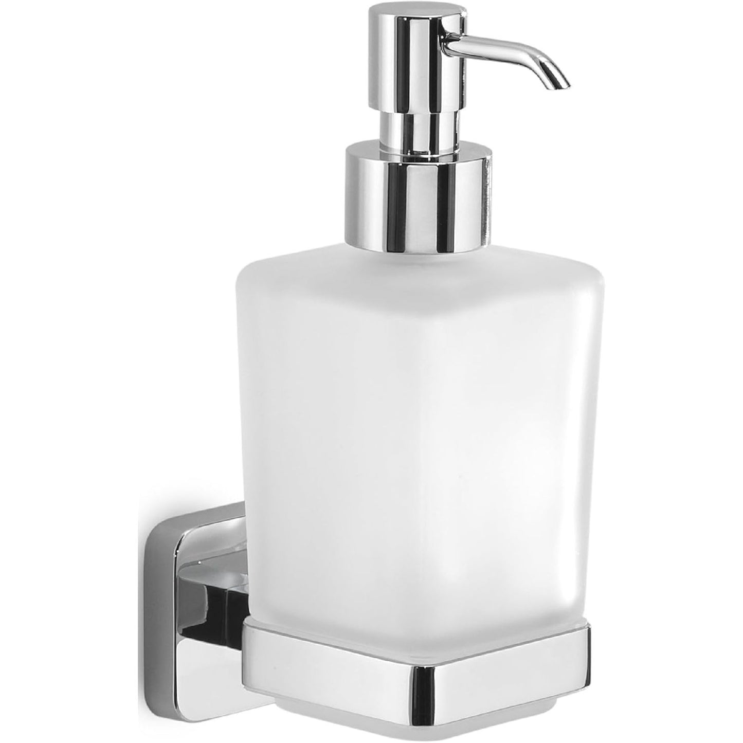 195884 - GEDY | Dozator Sapuni Tonga në Ngjyrë Krom, Materiale: Çelik Inox, Cromall dhe Qelq Sateni, Masa: 6.3x11.7x17.3cm, me Vidat ose Shiritin Ngjitës Dy- anësh, Kapacitet: 220ml