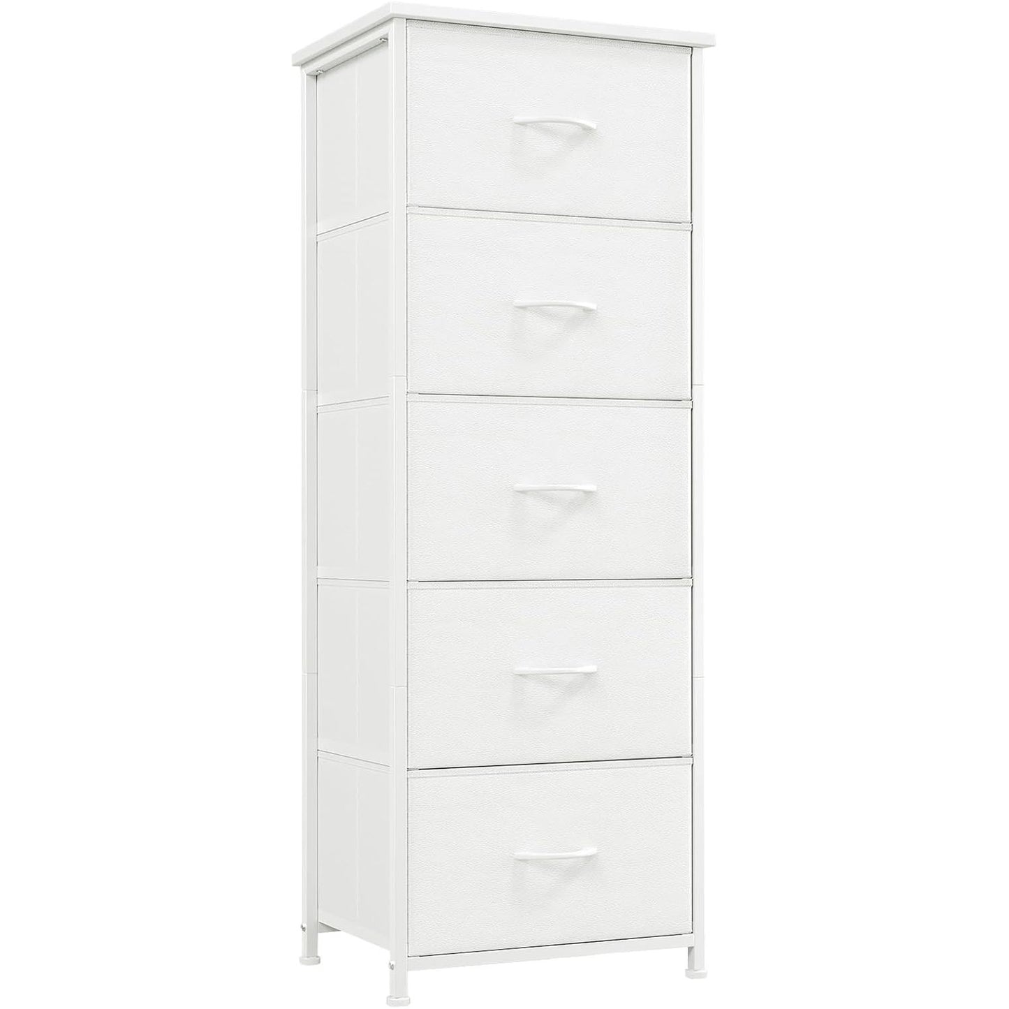 288633 - KOMODË GJUMI SOMDOT, Komodë prej pëlhure me kornizë çeliku, Njësi depozitimi për dhomën e ndenjes, Korridor, Hyrje, 30"Th x 42"Gj x 114.5"L (5 sirtarë), e bardhë