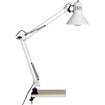 214884 - BRILLIANT Llambë Tavoline me Kapëse Hobi, e Bardhë | 1x A60, E27, 40W, e përshtatshme për llamba standarde (nuk përfshihen) | Me çelës presioni në kokën e llambës