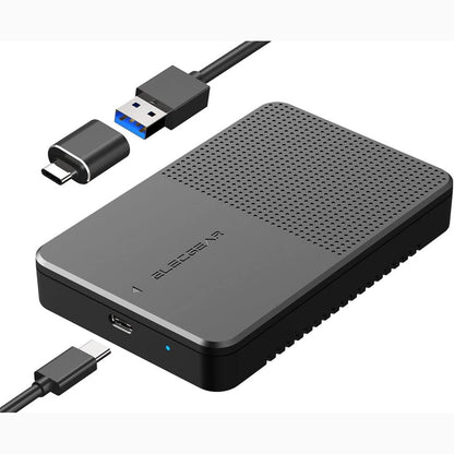 296023 - ElecGear Kuti për hard disk USB C 3.1, për hard disk 2.5 inç, 7 mm deri në 15 mm, SATA HDD dhe SSD 2.5", Kabllo Tipi A, Adaptor USB C